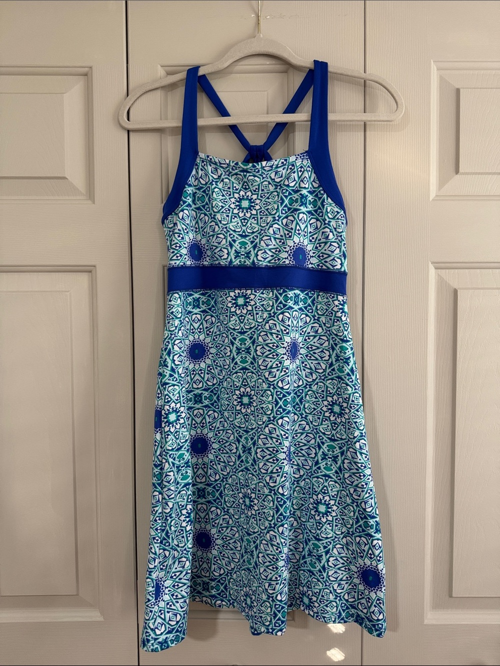 Soybu Blue Mosaic Print Strappy Sundress